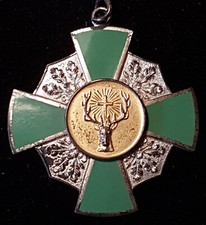 Sch&uuml;tzenstern;  1970, 835 Silber, emailliert, Hubertuskreuz;
