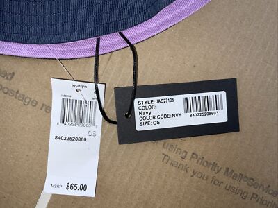 Jocelyn Reversible Smiley Bucket Hat Navy Purple Retail $65  display picture 1