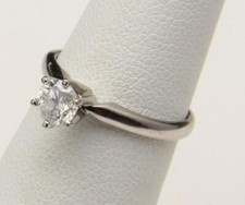 Vintage 14K White Gold .5 Carat Round Diamond Solitaire Ring Sz 5.25 Engagement