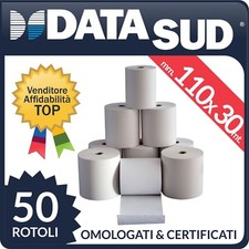 50 ROTOLI TERMICI mm. 110x30 mt CARTA  ALTA QUALITA' - REGISTRATORI DI CASSA