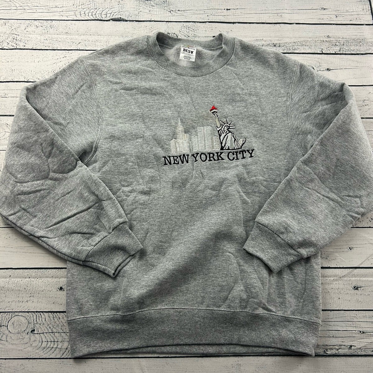 Vintage New York City Embroidered Pullover Crewneck Sweatshirt