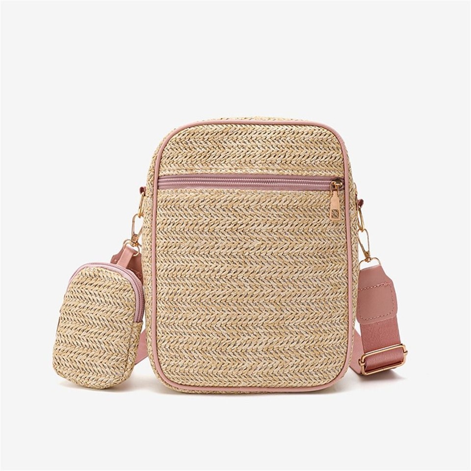 Straw Shoulder Messenger Bag Handmade Braid Small Square Bag Beach eBay