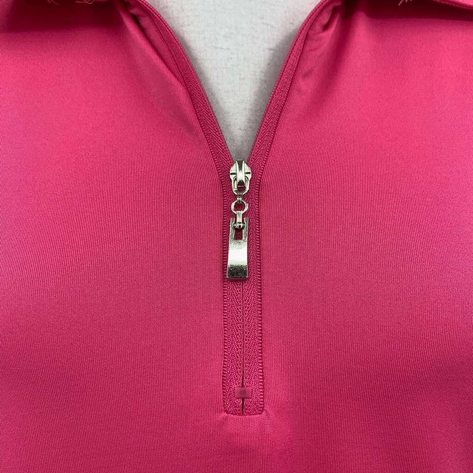 Golfino Polo Shirt Womens M Medium Barbie Pink 1/4 Zip Short Sleeve Performance - Image 4 of 4
