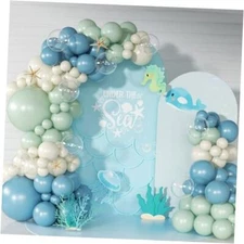 Under the Sea Party Decorations, Dust Green Blue Under the Sea Balloon Garland 