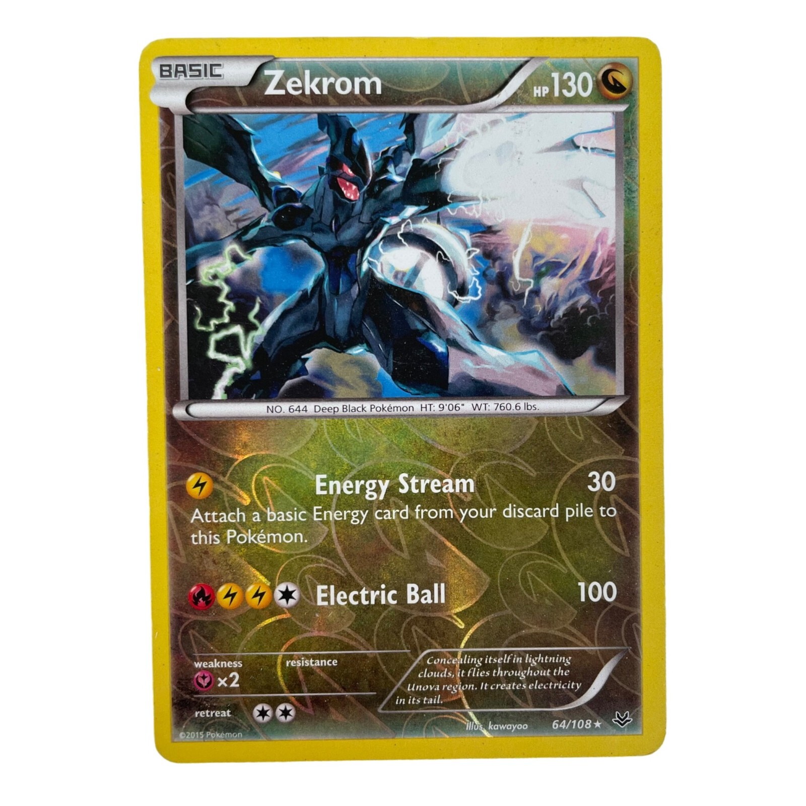 Pokemon Zekrom Card 64/108 Holo Rare XY Roaring Skies NM-Mint