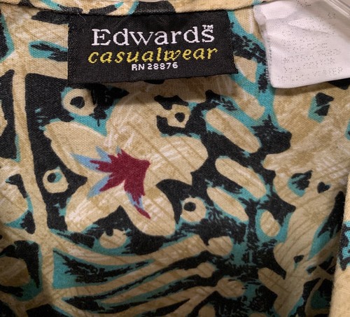 Edwards Casualwear Large Men Short Sleeve Floral Hawaiian Shirt - Picture 3 of 3