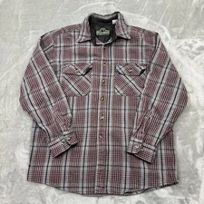 Berne Apparel Shirt Mens Medium Red Gray Plaid Long Sleeve Button Flannel Work