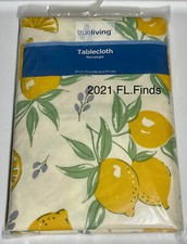 Rectangle Tablecloth 52x70 LEMONS Vinyl Flannel Back Farmhouse Spring Summer