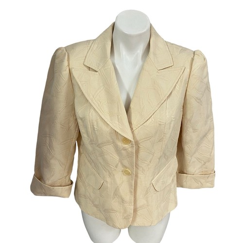 Blazer Worthington Mujer Talla 12 Texturizado Crema Trabajo Oficina Básico Informal Chaqueta - Imagen 6 de 17