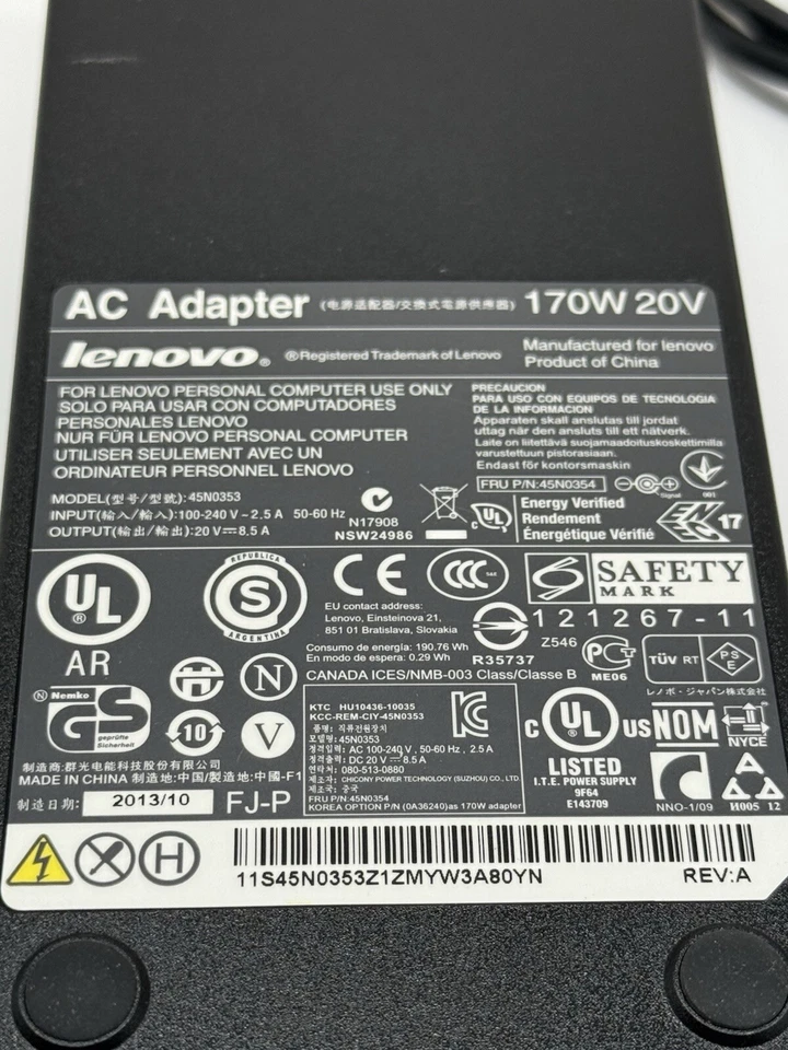 5x Original Netzteil Ladegerät Lenovo 45N0116 45N0354 45N0353 170W K745 - Bild 3 von 4