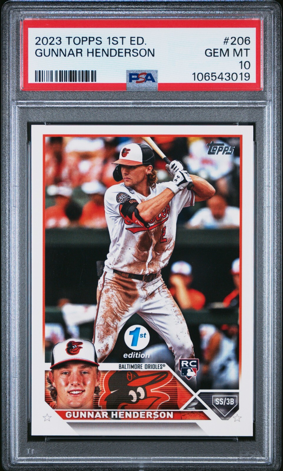 2023 Topps 1st Edition #206 Gunnar Henderson Rookie Card RC PSA 10 QTY view 3