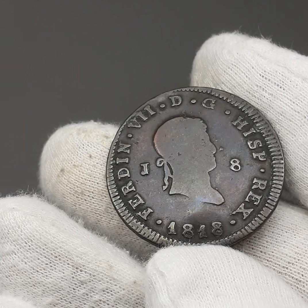 1818 8 Maravedis Ferdinand VII Coin Spain Jubia mint; 2nd portrait
