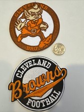  2 Cleveland Browns Vintage Embroidered Iron On Patches Patch Lot 3  