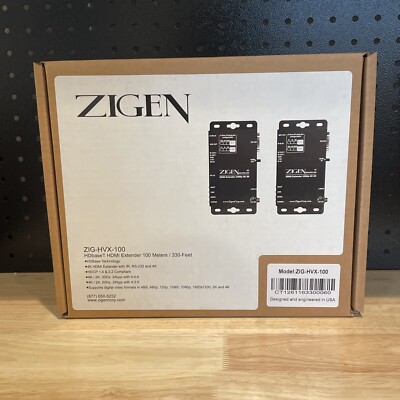 Zigen ZIG-HVX-100 RX HDbaseT HDMI Extender Receiver Transmitter Pair 1080P 4K 3D