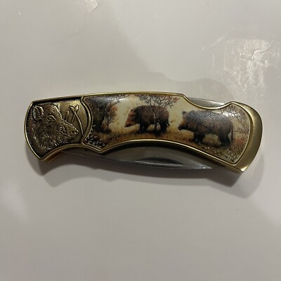 Franklin Mint Wild Boar themed knife pigs wild hogs 