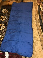 Adult Sleeping Bag REVERSIBLE Blue Shell & Gray interior 33x75 MADE IN THE USA