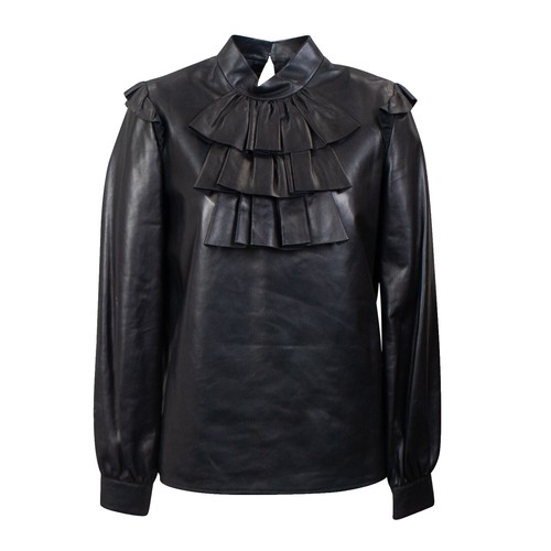 Et Cetera EtCetera Black Leather Trim Long-Sleeved Top Small S | eBay