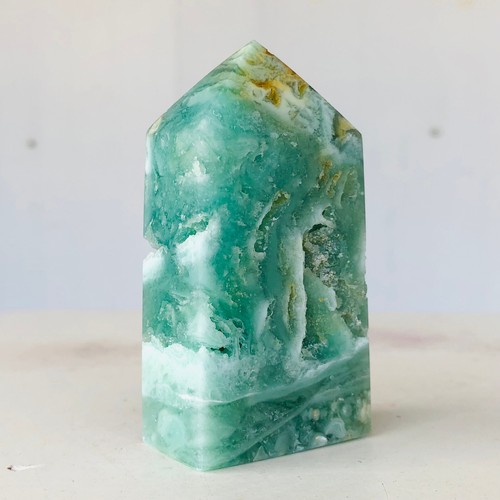 188g Natural Green Crystal Quartz Obelisk Wand Point Mineral Healing B196