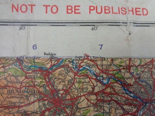 WW2 (1943) British MILITARY MAP "North Midlands & Lincs" (NOT TO BE PUBLISHED)