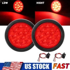 Red LED Truck Trailer Round Brake Stop Turn Signal Tail Lights Sealed Universal