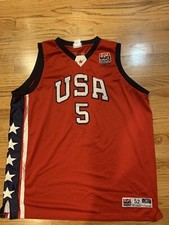 TEAM USA NATIONAL # 5 JASON KIDD AUTHENTIC 2003 OLYMPICS JERSEY 52 RED RARE SEWN