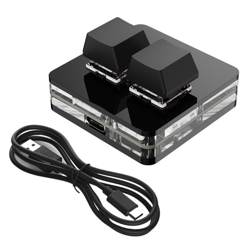 Portable 2 Key Macro Keypad Single Handed Mechanical Keyboard USB C Backlits - Picture 12 of 14