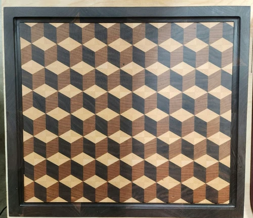 Custom End Grain Butcher Block 3D Cube Design. Hand Made In The USA