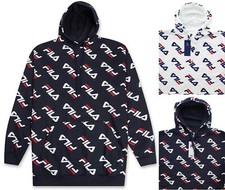 FILA Men's Pullover Hoodie Big  Tall All Over Step Repeat Print Fleece Lined