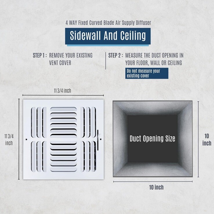 HANDUA Air Grille Register Adjustable Ceiling Wall 10" x 10" Duct Size White