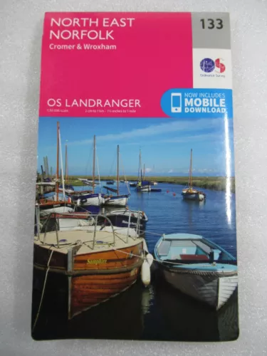 OS LANDRANGER North East Norfolk Sheet # 133 - 2018 Folded Map - VG Cond