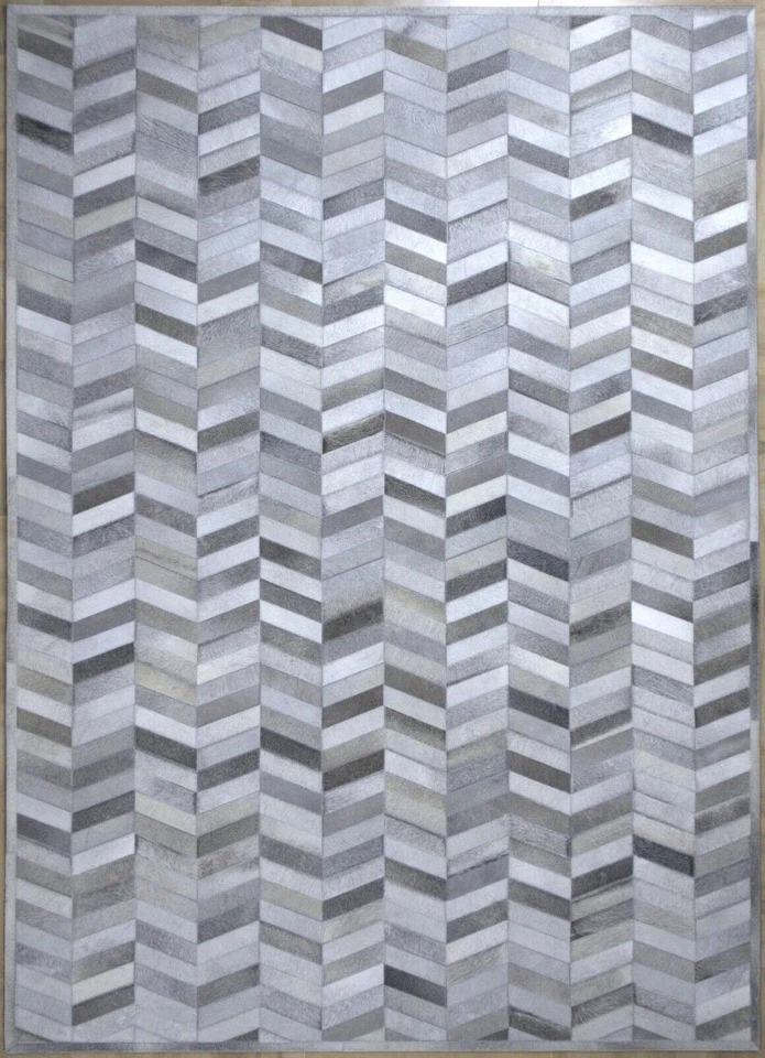 Alfombra de cuero hecha a mano Hairon 8x10 para diseño de retazos de sala de estar Foto 2 de 4