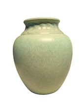 Vintage British Art Pottery Vase - Art Deco Style - Turquoise Glaze Wave Detail 