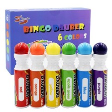 Bingo Daubers Dot Markers Set - 6 Mixed Color Markers for Easy Marking