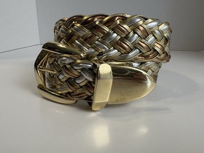 Day-Lor Women s Multi-Metallic Braided Belt Size S/M 1.5  Wide Vtg 80 s 90 s