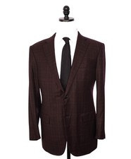  3,290 ZEGNA - Burgundy Crosshatch "TROFEO LIGHT" Wool Blazer - 42R