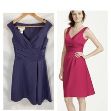 Davids Bridal cap sleeve faille dress with ruched waist Purple size 4