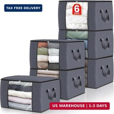 6 Pack Storage Bags for Clothes and Blanket, Foldable Closet Organizer