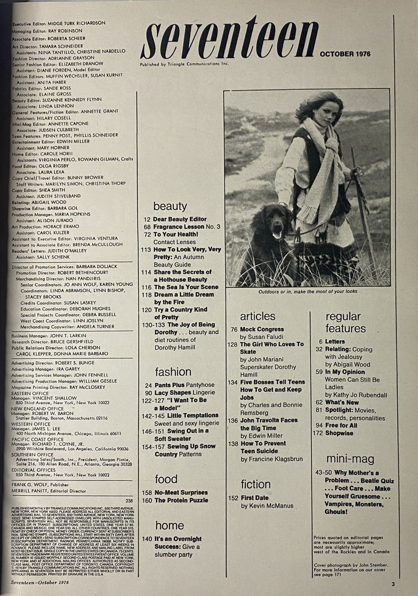 Seventeen Magazine October 1976 Superskater Dorothy Hamill Feature