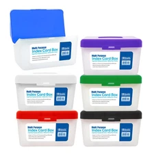 BAZIC Index Card Box Flip Top Utility Plastic Storage Case, 3"x 5", Random Color