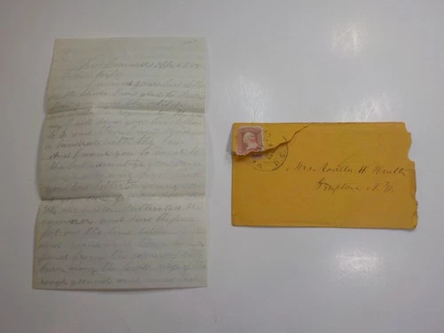 Civil War Letter 1862 Soldier To Wife Fort Barnard Albany Grafton New Hampshire