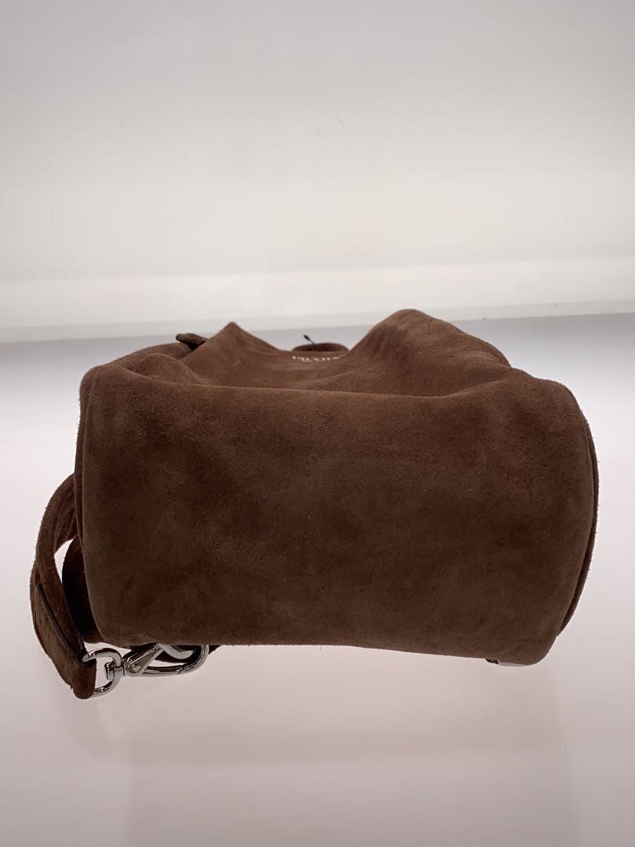 PRADABackpack Rucksack Suede BRW 2VZ114 One Shoulder Backpack Logo ZIPPERー Used thumbnail 4