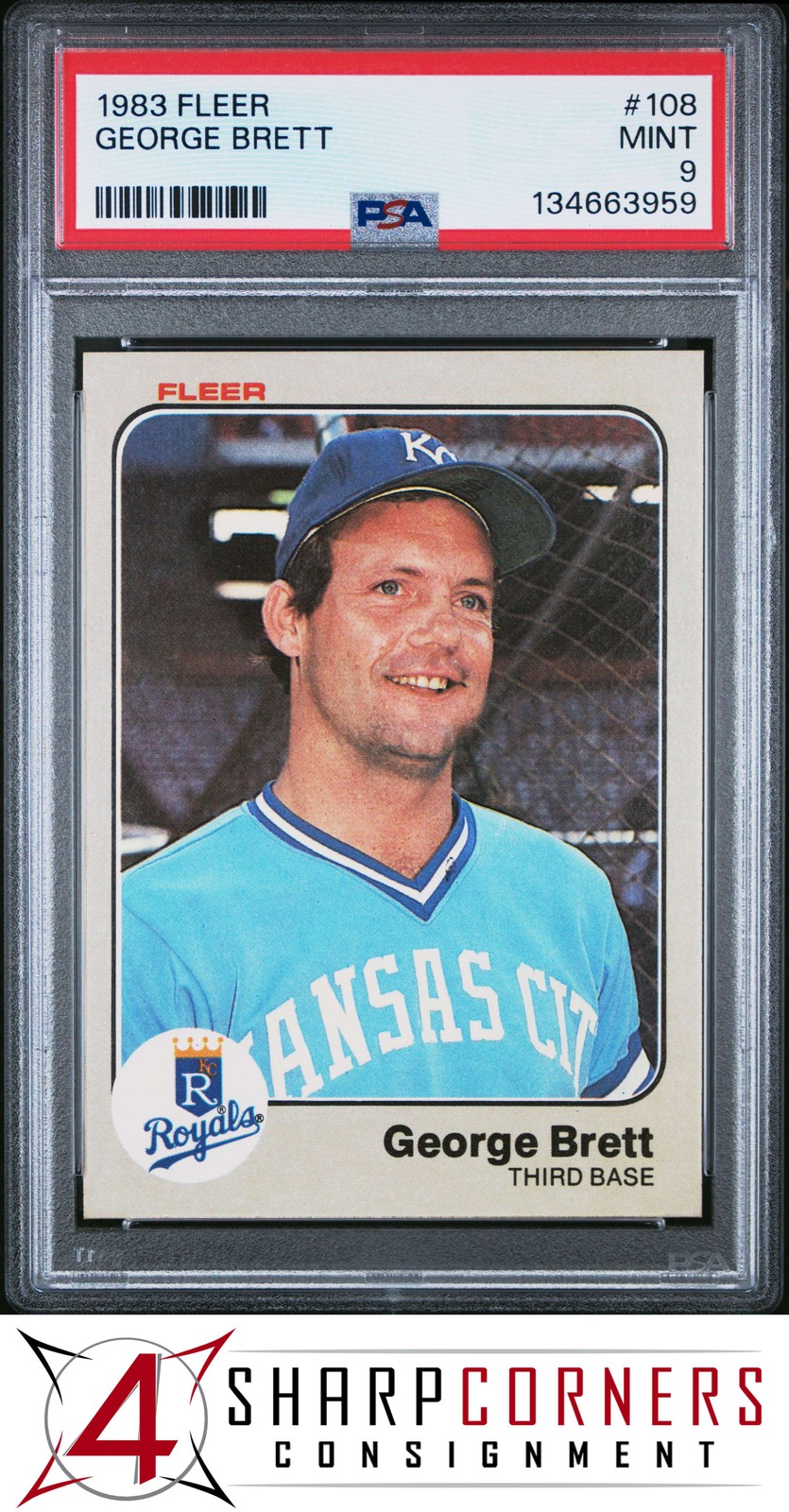 1983 FLEER #108 GEORGE BRETT ROYALS HOF PSA 9