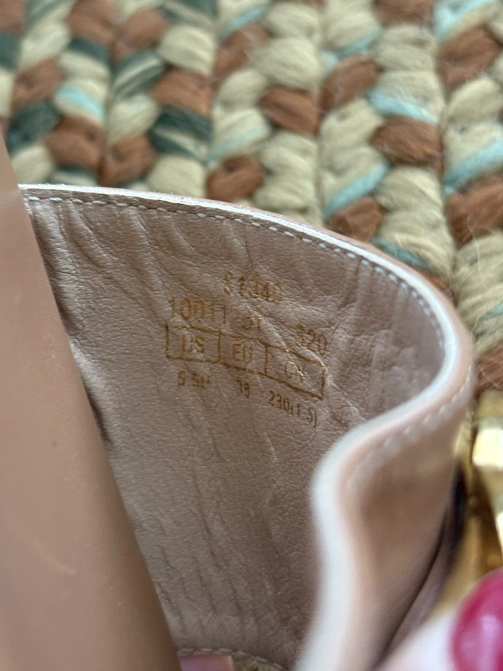 Stuart Weitzman Tan Leather Sandal With Gold Buckle Size 5.5 - Image 4 of 4