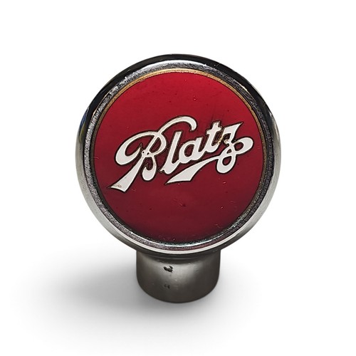 Vintage Blatz Beer Round Ball Red Enameled Tap Chrome Robbins
