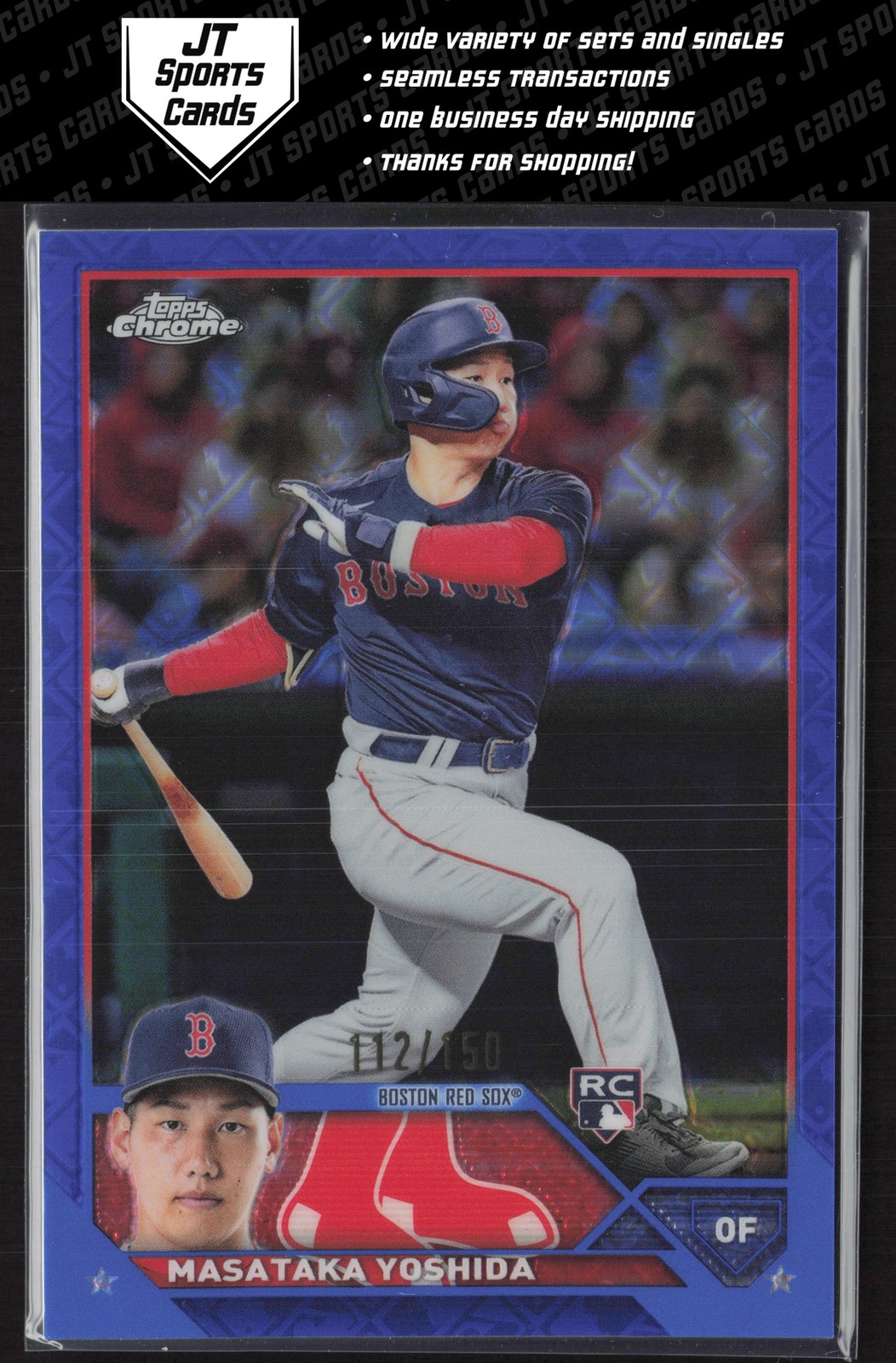 2023 Topps Chrome Masataka Yoshida 167 RC Blue Logofractor /150 Boston Red Sox