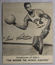 Super RARE 1960 Kahn's Wieners Hotdogs Basketball Oscar Robertson Rookie Card RC. rookie card picture