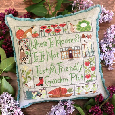 The Blue Flower IN THE GARDEN Cross Stitch Chart Only sampler veggies flowers