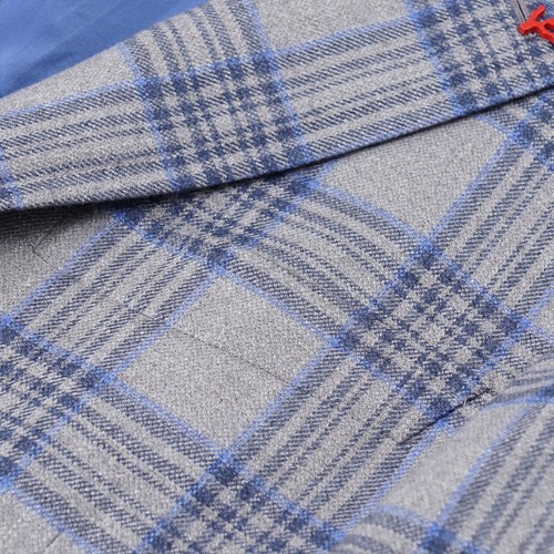 Isaia 'Capri' Gray-Blue Check Midweight Cashmere-Silk Sport Coat 38R (Eu 48) NWT - Picture 4 of 11