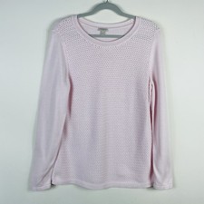 Talbots Sweater Large Pink Basketweave Front 100 Cotton
