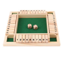 Deluxe Shut The Box Board Game Four Sided 10 Numbers Dice Party Game Set